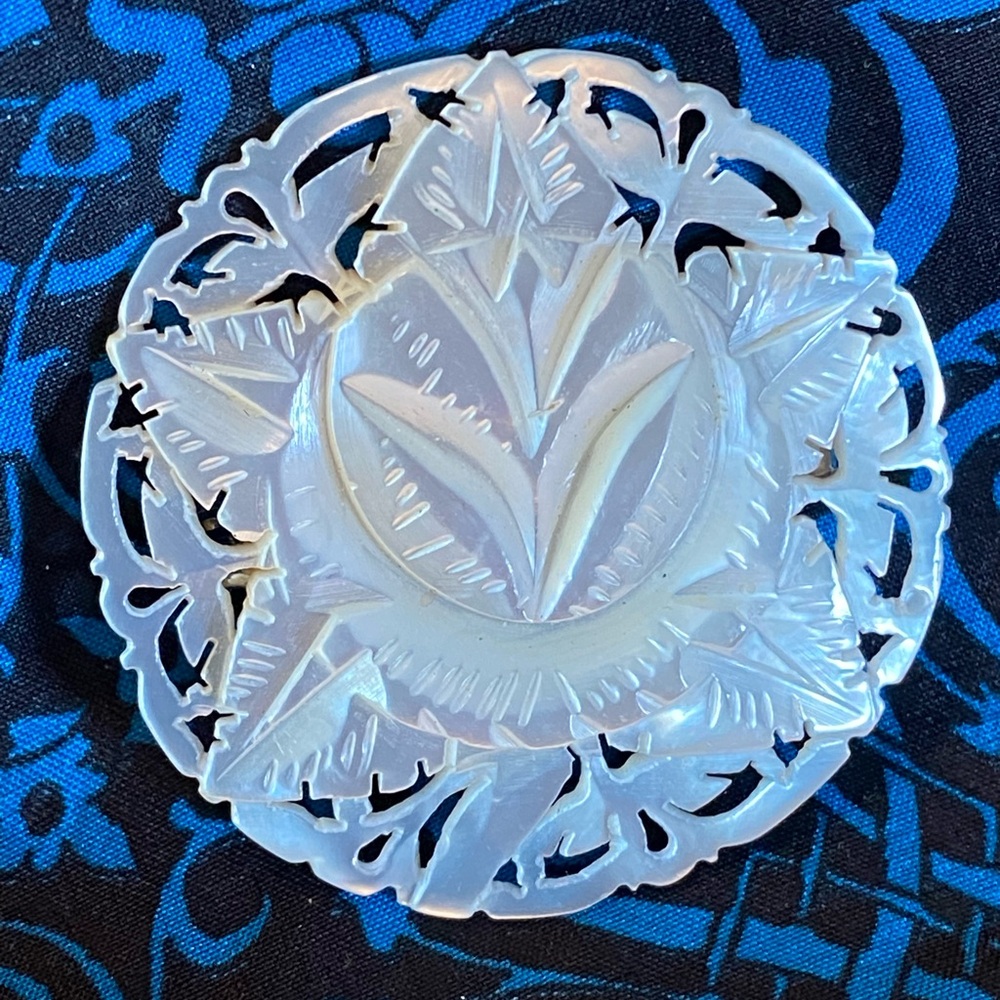 Vintage Mother of Pearl Carved Brooch